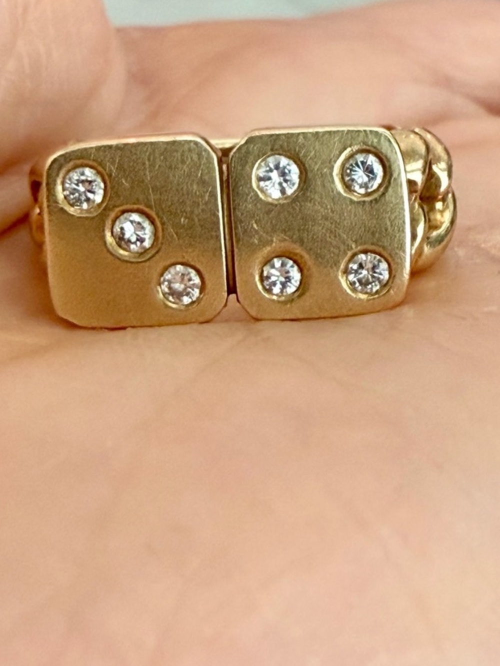 14k gold dice and diamond lucky 7 ring